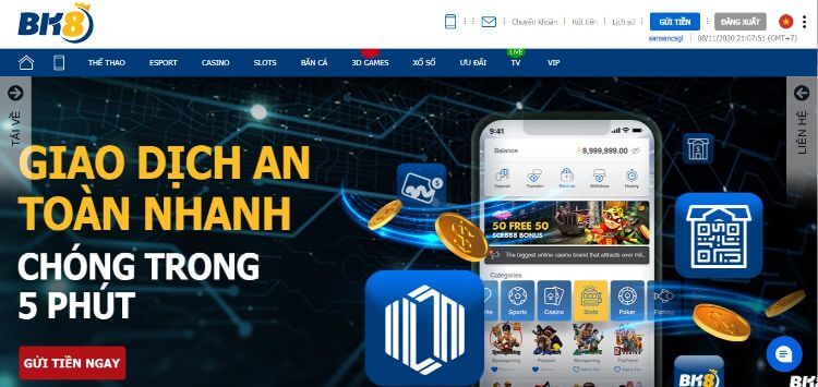 Nhà cái Bk8 11 giao diện